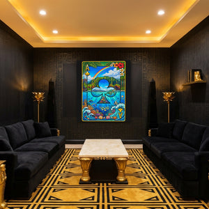 Hawaii Ace of Clubs Card canvas wall art, room view
