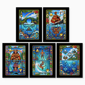 Hawaii Clubs Royal Flush canvas print set, 2 over 3, no frame