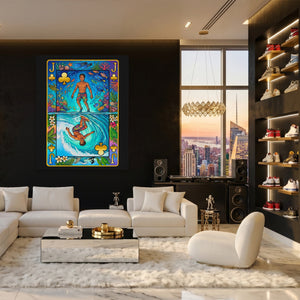 Hawaii Jack of Clubs Card canvas wall art, room view