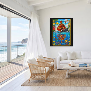 Hawaii King of Clubs Card canvas wall art, room view