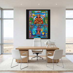 Hawaii Queen of Clubs Card canvas wall art, room view