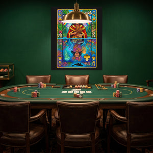 Hawaii Queen of Clubs Card canvas wall art, room view