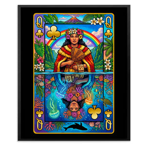 Hawaii Queen of Clubs Card canvas wall art