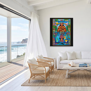 Hawaii Queen of Clubs Card canvas wall art, room view