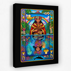 Hawaii Queen of Clubs Card canvas wall art, room view
