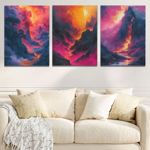 Hawaiian Volcano Eruptions - Abstract Wall Art in Black Frame