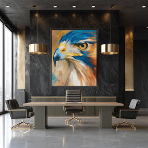 Hawk's Azure Fire - Luxury Wall Art