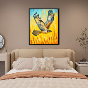 Hawk’s Sunset Flight - Luxury Wall Art