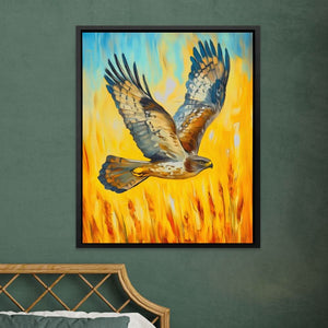 Hawk’s Sunset Flight - Luxury Wall Art