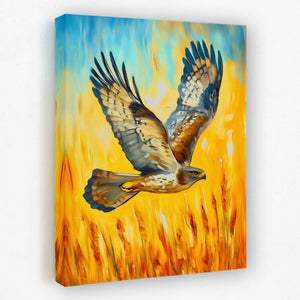 Hawk’s Sunset Flight - Luxury Wall Art