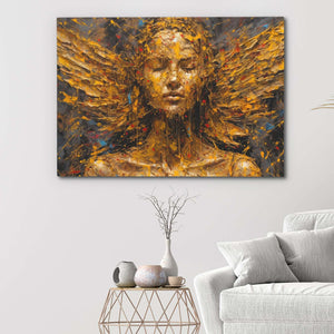 Heavenly Flight - Abstract Black and Gold Canvas Wall Art