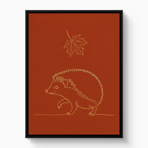 Hedgehog Autumn Line โ hedgehog autumn line white studio framed black