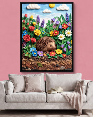 Hedgehog Garden — hedgehog garden psd pink wall pink couch 1port framed black