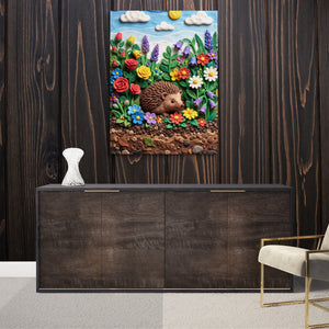 Hedgehog Garden — hedgehog garden sq luxurious room wood walls 1port flush print