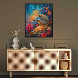 Hedgehog Surrealism - Brendan Wall Art in Black Frame