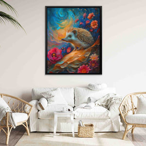 Hedgehog Surrealism - Surrealism Wall Art in Black Frame