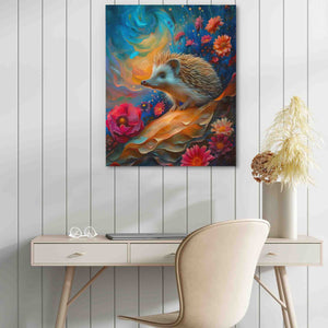 Hedgehog Surrealism - Surrealism Colorful Canvas Wall Art