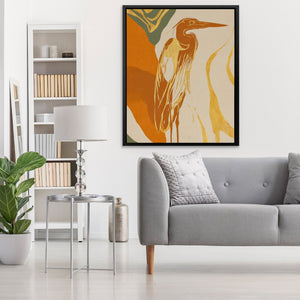 Heron Golden Stance canvas wall art, room view