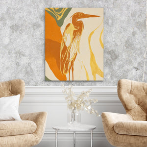 Heron Golden Stance canvas wall art, room view