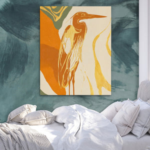 Heron Golden Stance — Heron Golden Stance Side Bebd Green Abstract 233