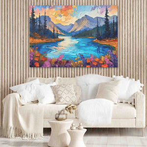 Hidden Lake - Blue Canvas Wall Art
