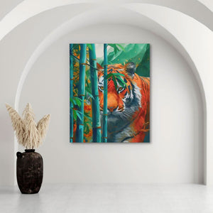 Hidden Tiger - Green Wall Art
