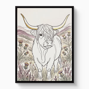 Highland Golden Horns โ highland golden horns white studio framed black