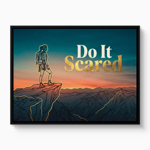 Hiker Mountain Sunset โ hiker mountain sunset white studio framed black
