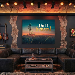 Hiker Mountain Sunset โ hiker mountain sunset sq man cave guitar 1land flush print