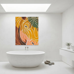Hippo Ochre Doodle canvas wall art, room view