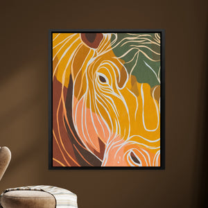 Hippo Ochre Doodle — Hippo Ochre Doodle brown room Zoom 243