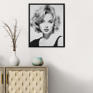 Hollywood Actress - Black and White Wall Art in Black Frame
