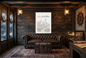 Home Sweet Sanctuary โ home sweet sanctuary small cabin interior view 1port flush print