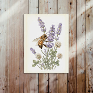 Honeybee Lavender Forage โ honeybee lavender forage sq bed 2 wood panel 1port flush print