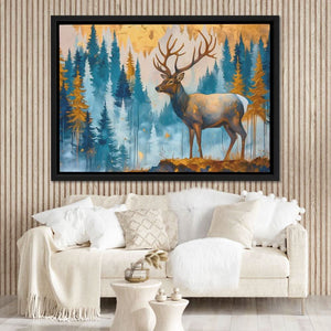 Horns of the Wilderness - Blue Canvas Wall Art