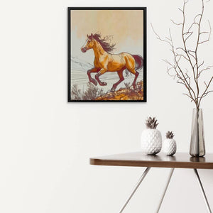 Horse Doodle - Minimalist Wall Art in Black Frame