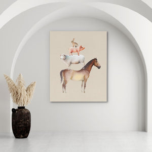 Horse Sheep Pig and Hare - Luxury Wall Art
