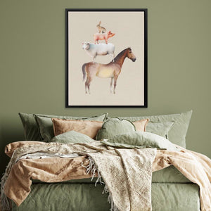 Horse Sheep Pig and Hare - Modern Wall Art in Black Frame