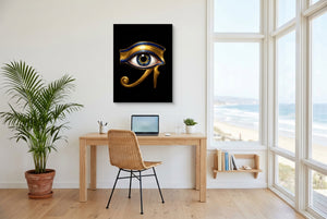 Horus' Azure Gaze โ horus' azure gaze office space with desk chair 1port flush print