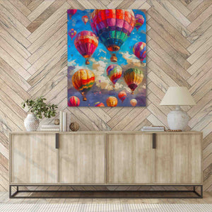 Hot Air Balloon Festival - Clouds Wall Art in Black Frame