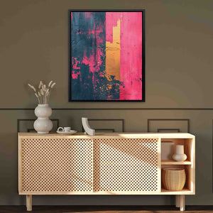 Hot Pink Gold - Abstract Wall Art in Black Frame