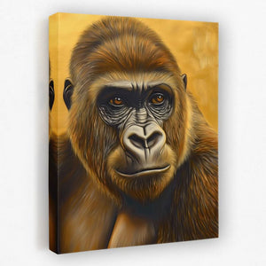 Humble Gold Ape - Animals Canvas Wall Art