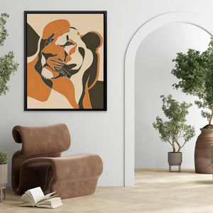 Humble Lioness - Beige Wall Art for Home Office
