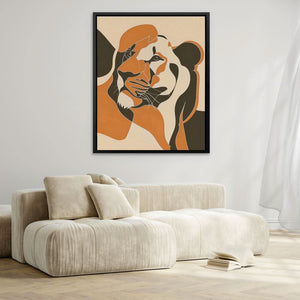 Humble Lioness - Minimalist Black and Gold Canvas Wall Art