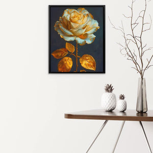 Humble Rose - Black and Gold Canvas Wall Art