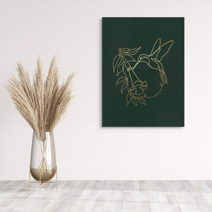 Hummingbird Bloom Line โ hummingbird bloom line sq wall plant 1port flush print