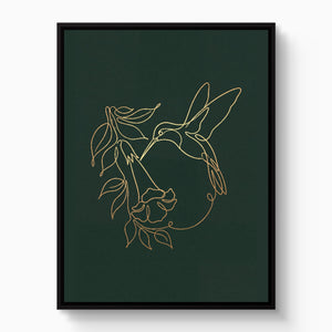 Hummingbird Bloom Line โ hummingbird bloom line white studio framed black