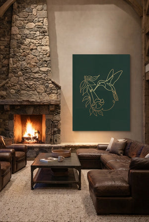 Hummingbird Bloom Line โ hummingbird bloom line p living room interior space 1port flush print