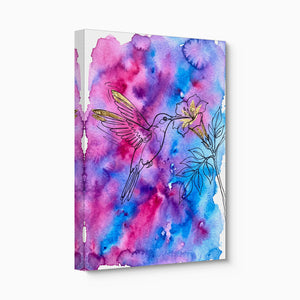 Hummingbird Golden Bloom โ hummingbird golden bloom angled flush print