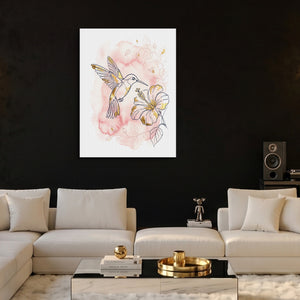 Hummingbird Golden Hibiscus โ hummingbird golden hibiscus sq hype beast land v2 1port flush print